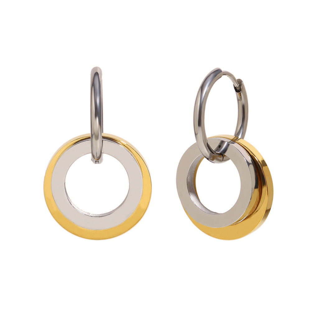 Pendientes de aro con diseño geométrico minimalista de lujo ligero en acero inoxidable chapado en oro de 18 quilates con estrella de cinco puntas para mujer