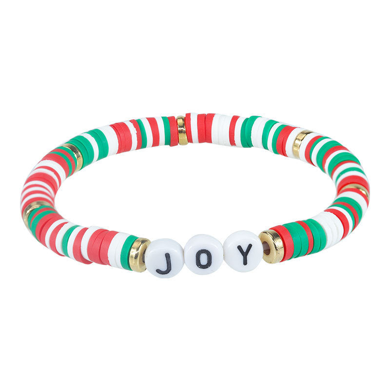 Christmas Letter Alloy Charm Bar Bracelet Unisex DIY Handmade