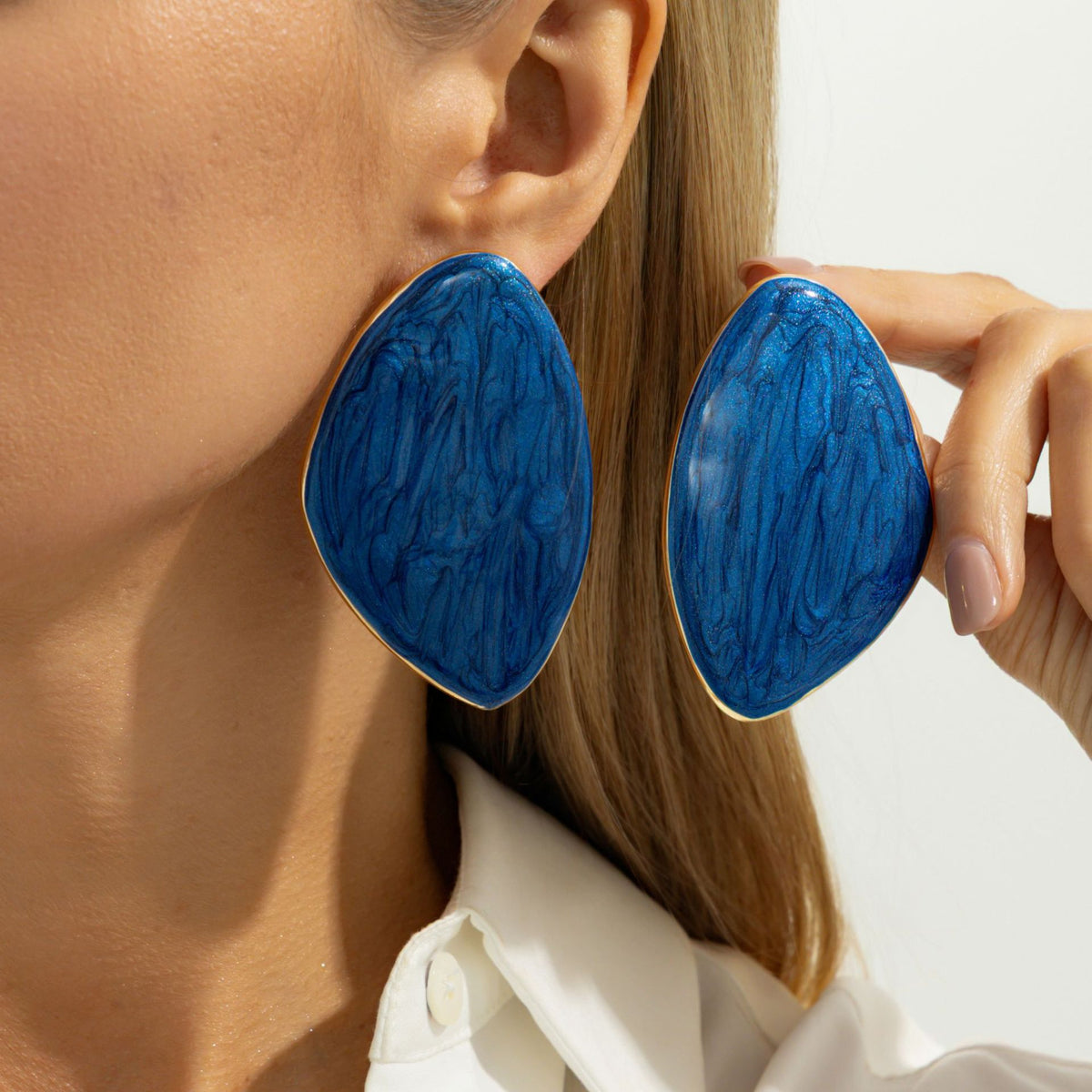 Vintage Geometric Triangle Alloy Drip Oil Plated Earrings for Women