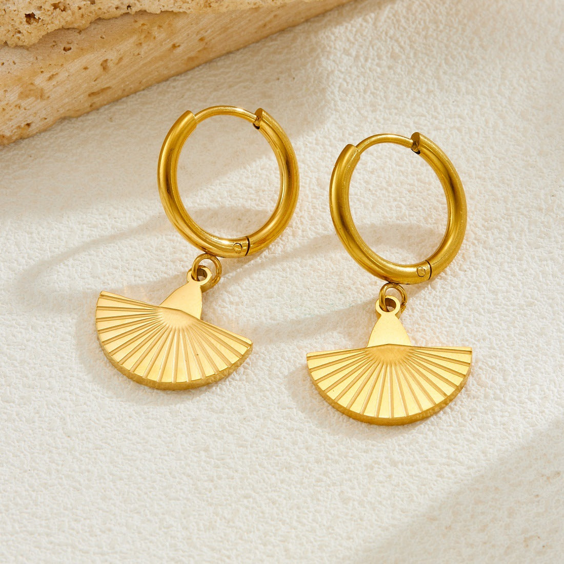 Gold Plated Geometric Stainless Steel Earrings for Women