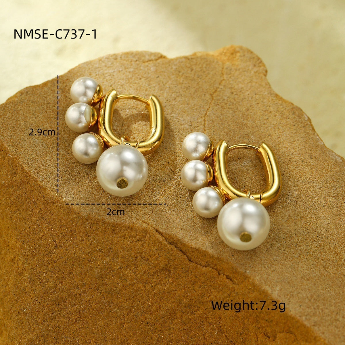 Pendientes Minimalistas de Perlas en Forma de U para Mujer de Acero Titanio con Acabado Chapado