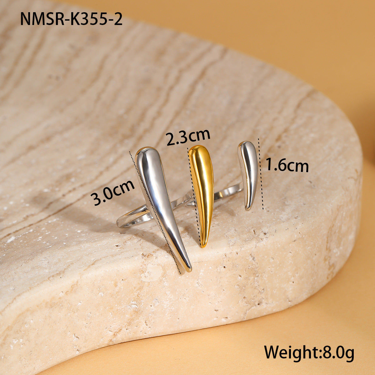 Minimalist Titanium Steel Geometric Adjustable Ring with Gold and Silver Plated Finish for Women