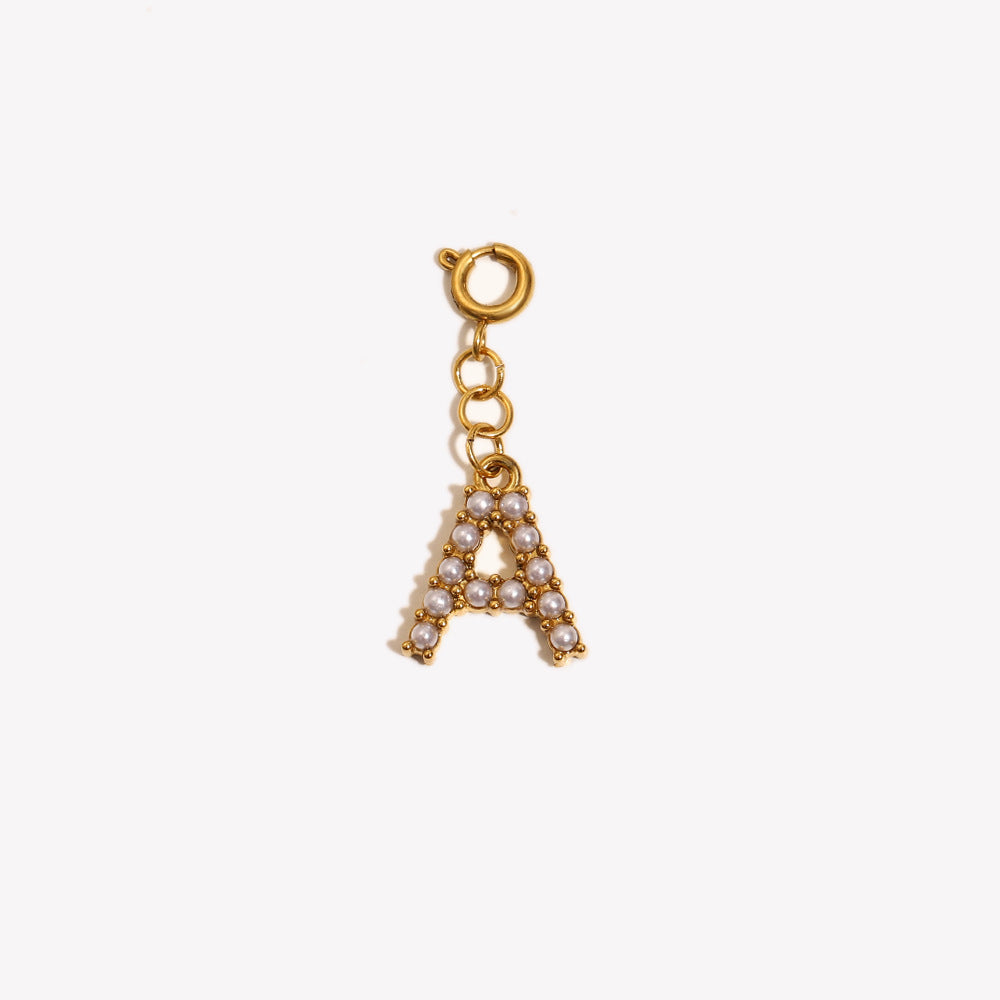 Barretta con Ciondolo a Lettera o Numero in Acciaio Inossidabile Placcato Oro 18K Minimalista da Donna