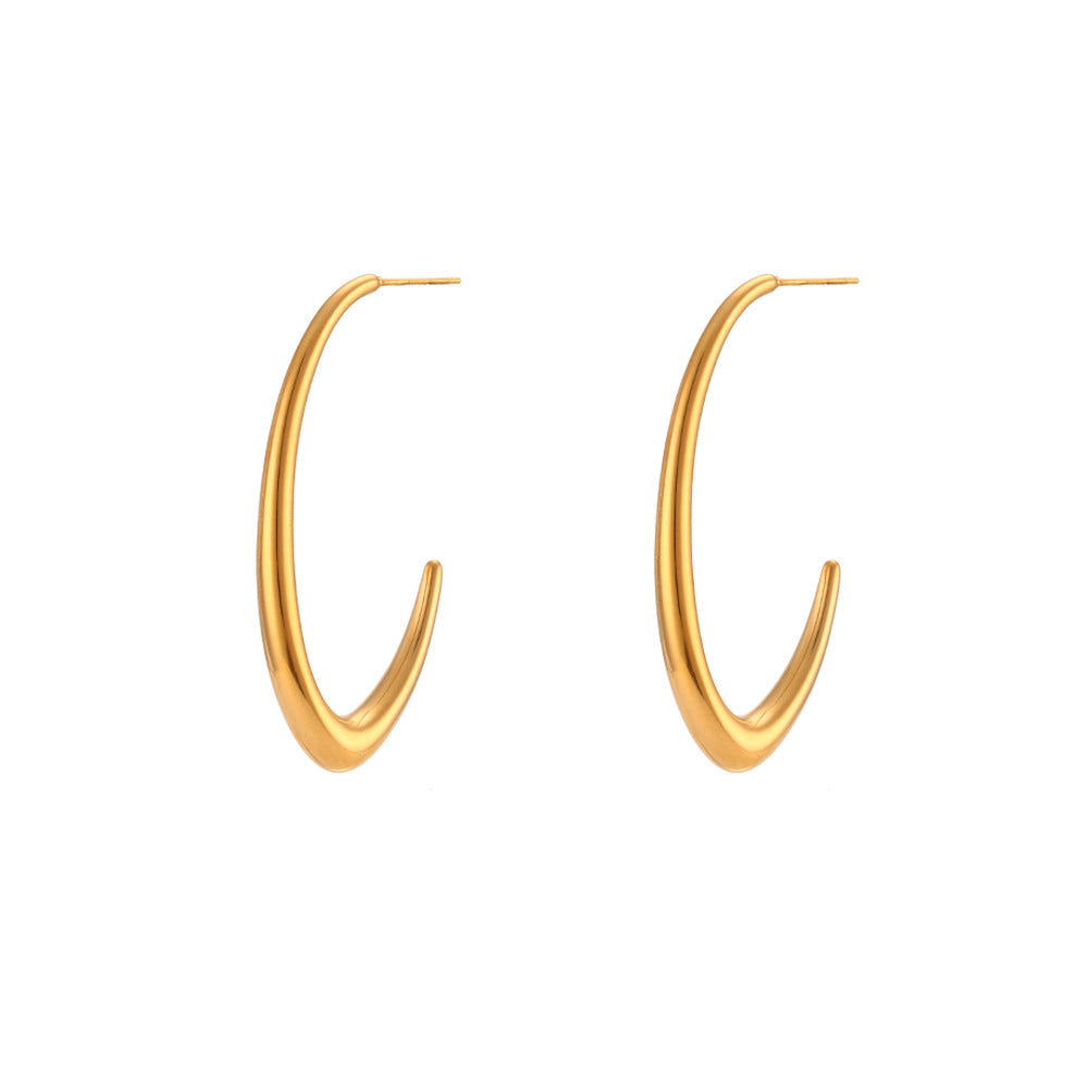 Minimalist Geometric Stainless Steel Hoop Earrings with Plated Finish for Women