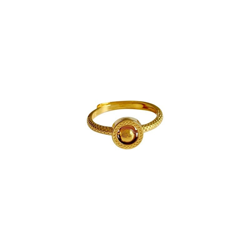 Minimalist Gold-Plated Copper Ring with Letter Design Adjustable Index Finger Ring for Women and Men