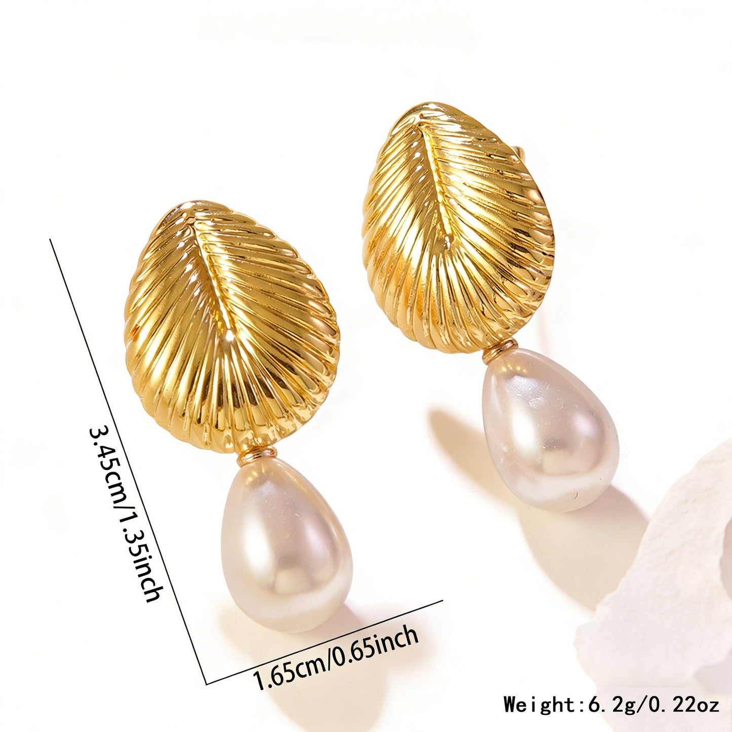 Elegant Stainless Steel Starfish Shell Pearl Stud Earrings for Women