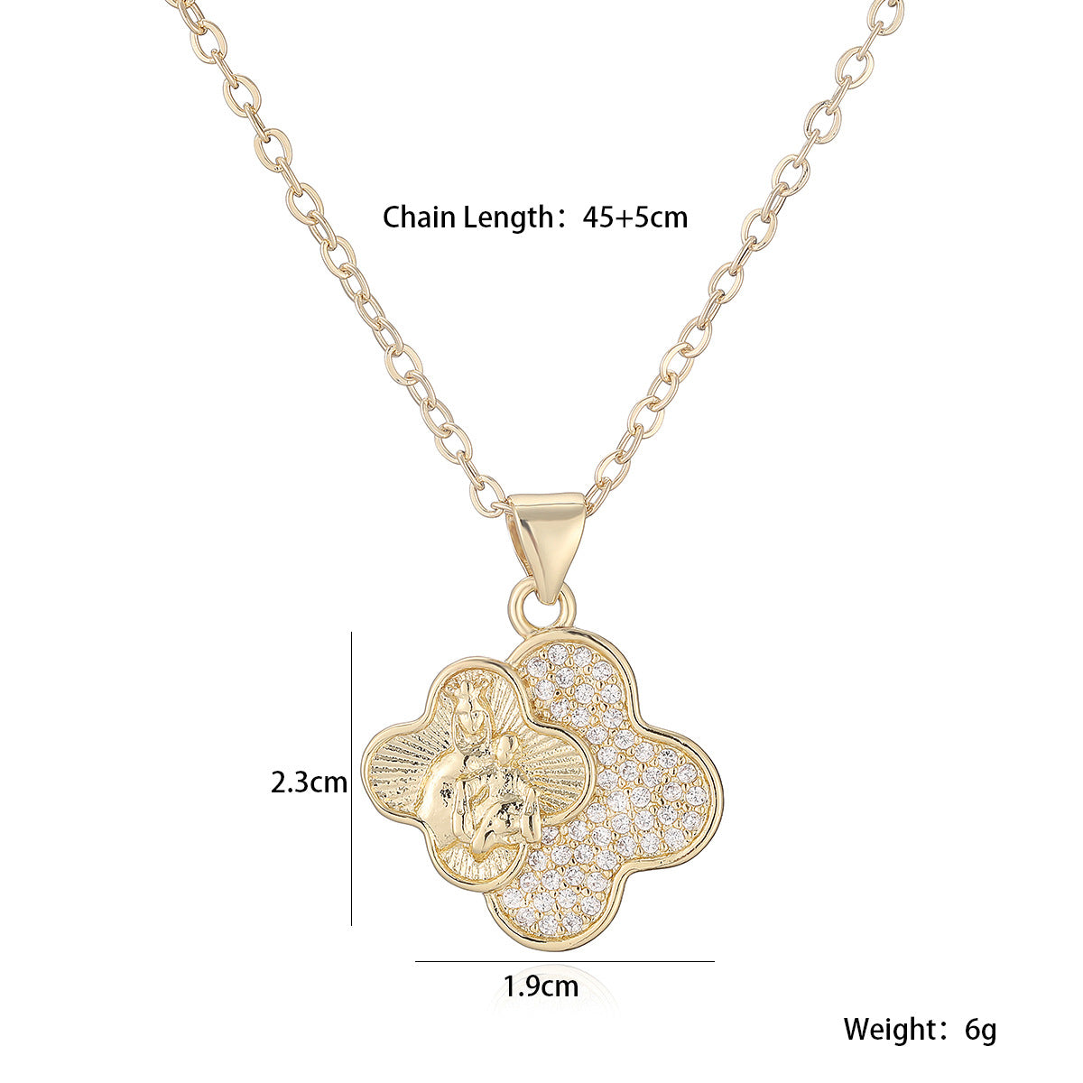 Minimalist Geometric 18K Gold Plated Brass Cubic Zirconia Pendant Necklace for Women