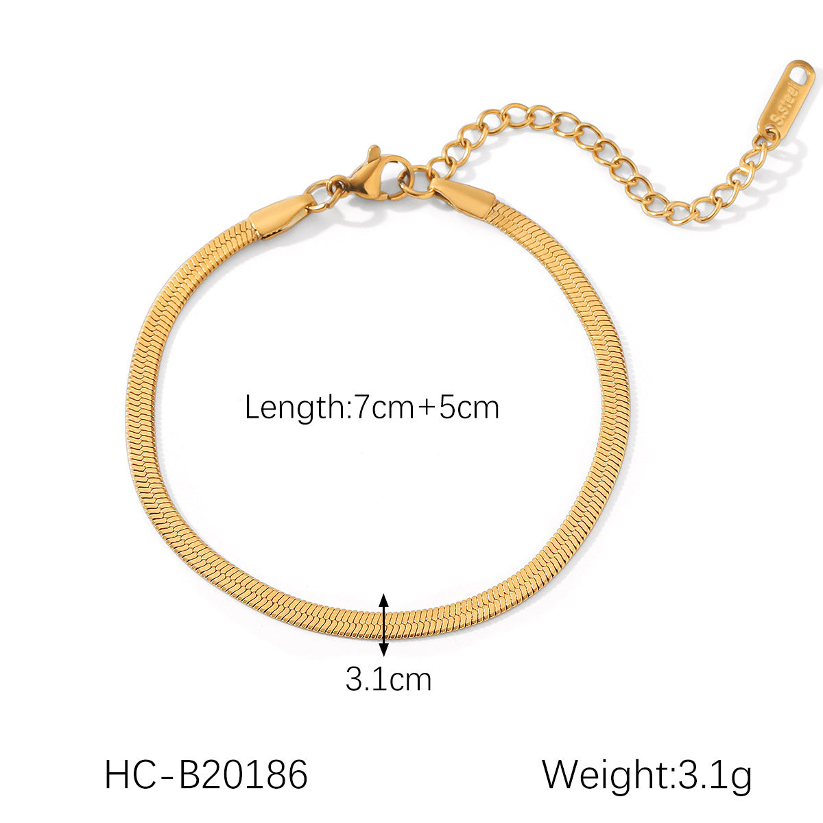 Bracciale in acciaio inossidabile geometrico stile INS con catena a corda ritorta, catena a lama, catena Figaro e catena Snake placcate in oro 18 carati