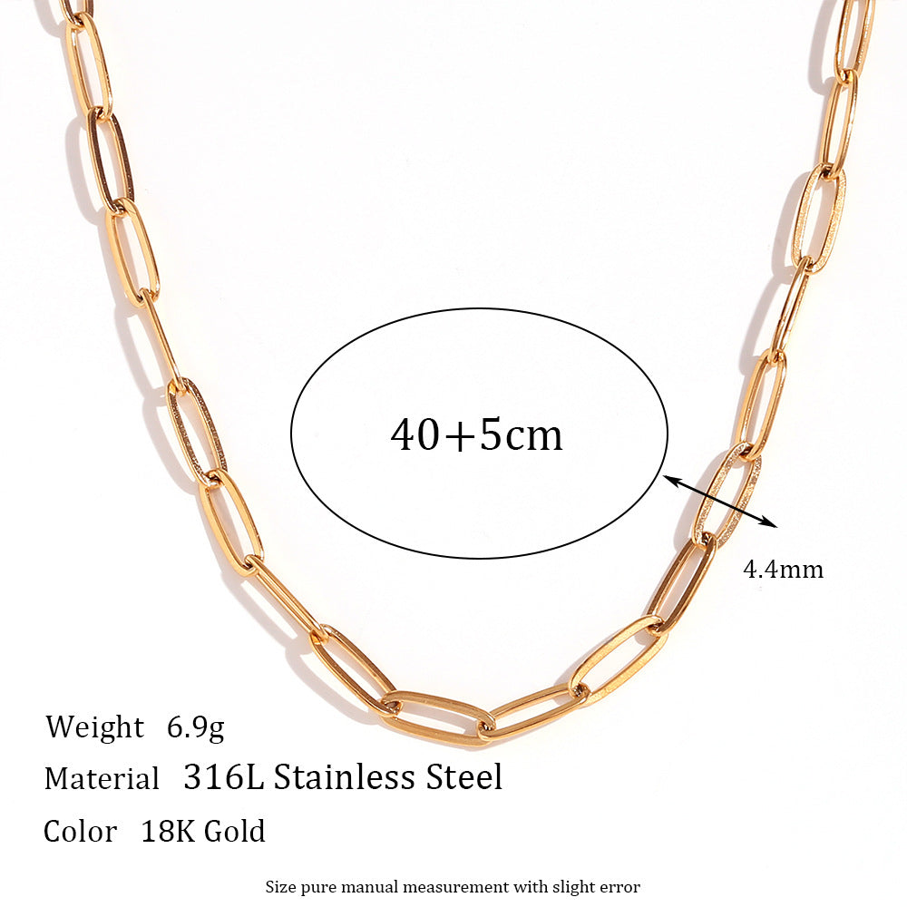 Minimalist Geometric Titanium Steel Bracelet with 18K Gold Plated Stainless Steel Chain for Women