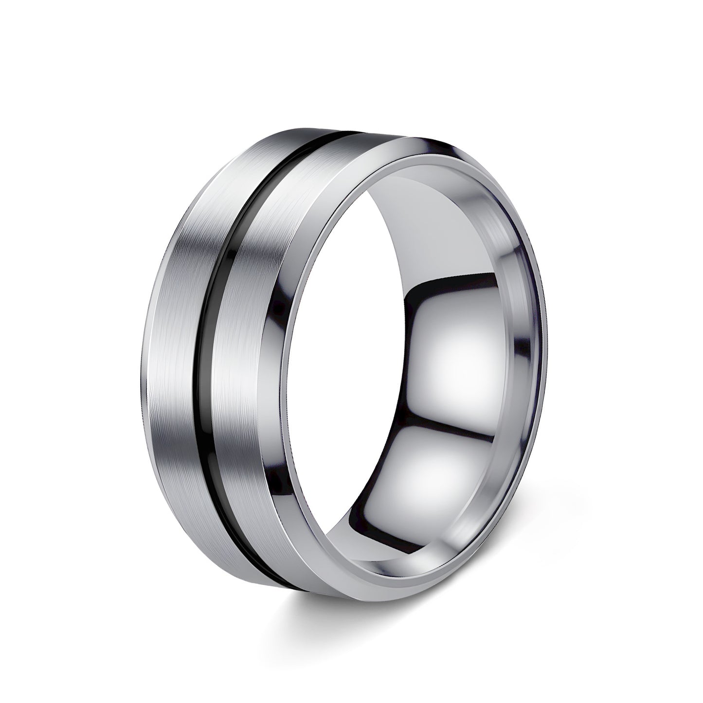 Anello geometrico in acciaio al titanio placcato unisex