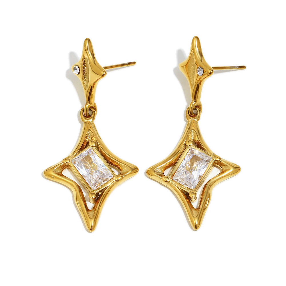 Orecchini a Stella Minimalisti in Acciaio Inossidabile Placcati Oro 18K da Donna