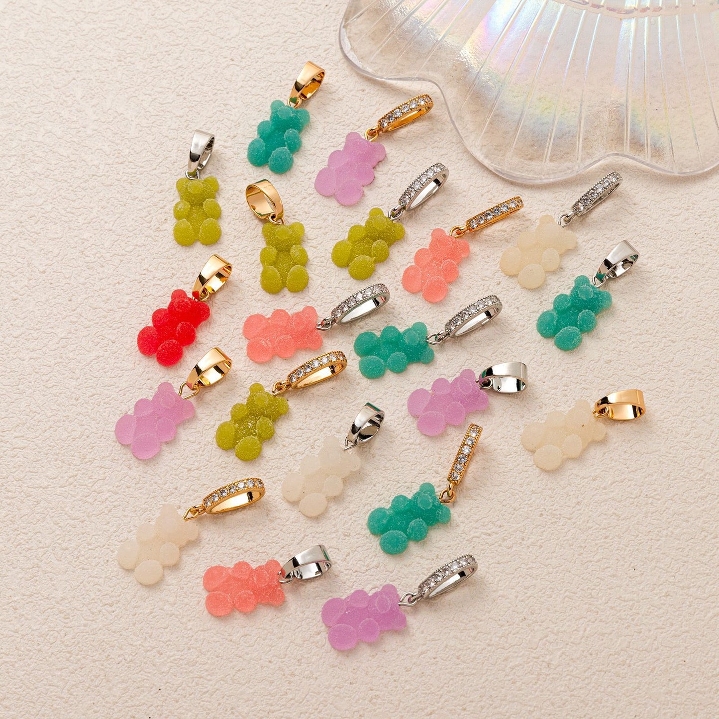 Colorful Plated Stainless Steel Bear Charm Bar