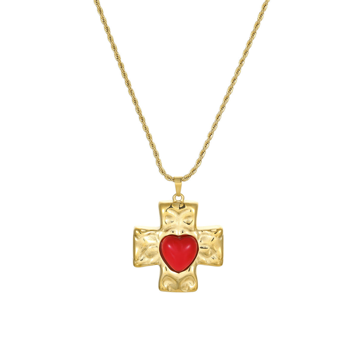 Collana pendente a croce alla moda in acciaio inossidabile con strass da donna