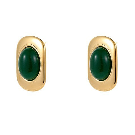 Pendientes de Acero Inoxidable con Diseño Geométrico Ovalado Estilo Vintage Hong Kong para Mujer con Acabado Galvanizado
