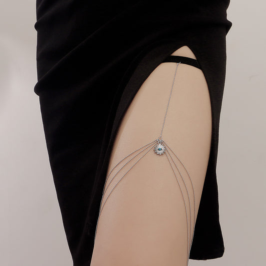 Tobillera de mal de ojo geométrica para mujer hecha de aleación con diseño de banda elástica