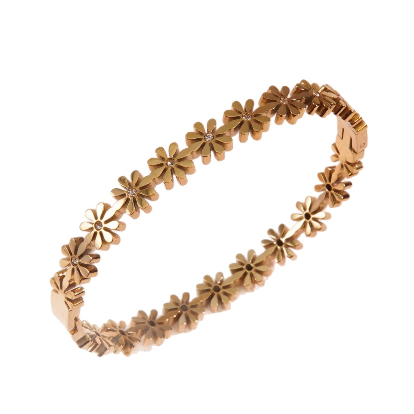 Elegant Stainless Steel Daisy Flower Jewelry Set Plated Necklace Earrings Bracelet for Women