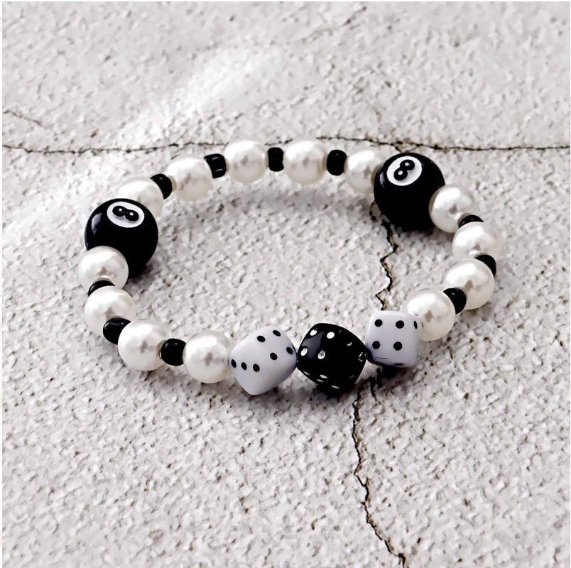 Geometric Cross Obsidian and Cat's Eye Beaded Bracelet