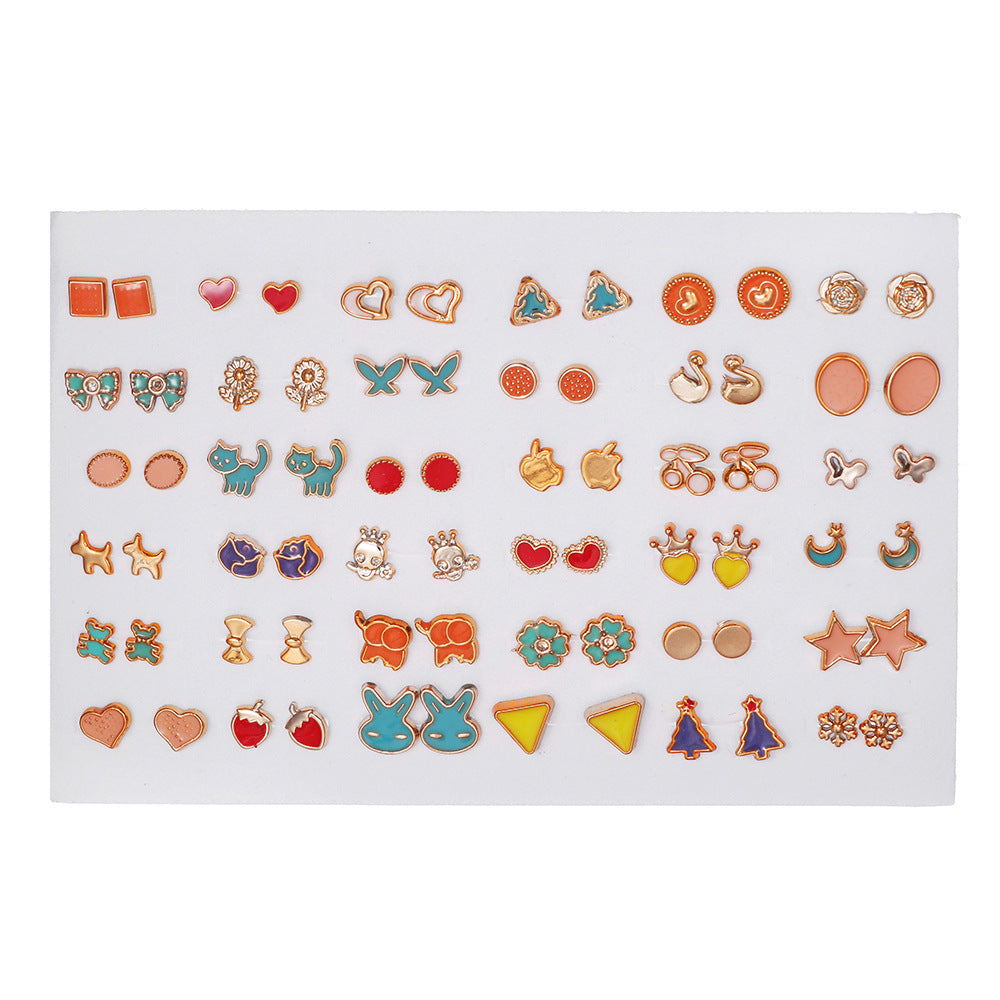 Creative Resin Animal Star Floral Stud Earrings Set for Women