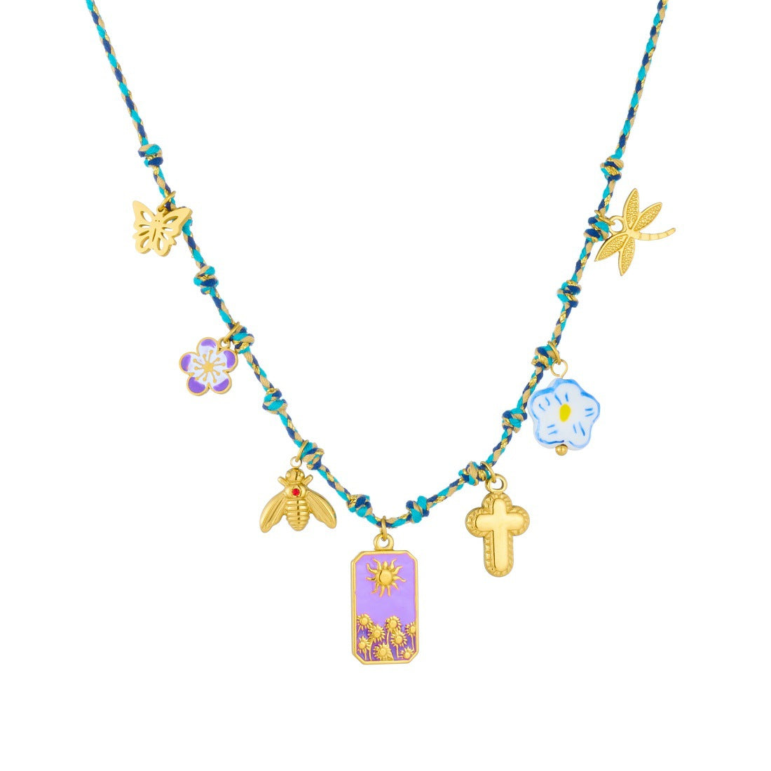 Sweet Bohemian Gold Plated Stainless Steel Geometric Star Charm Bar Necklace for Women