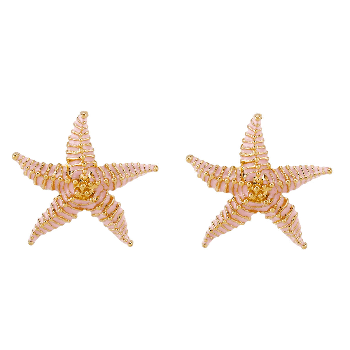 Pendientes de aleación con forma de estrella, inspirados en el océano veraniego, con acabado galvanizado para mujer, joyas texturizadas informales para vacaciones
