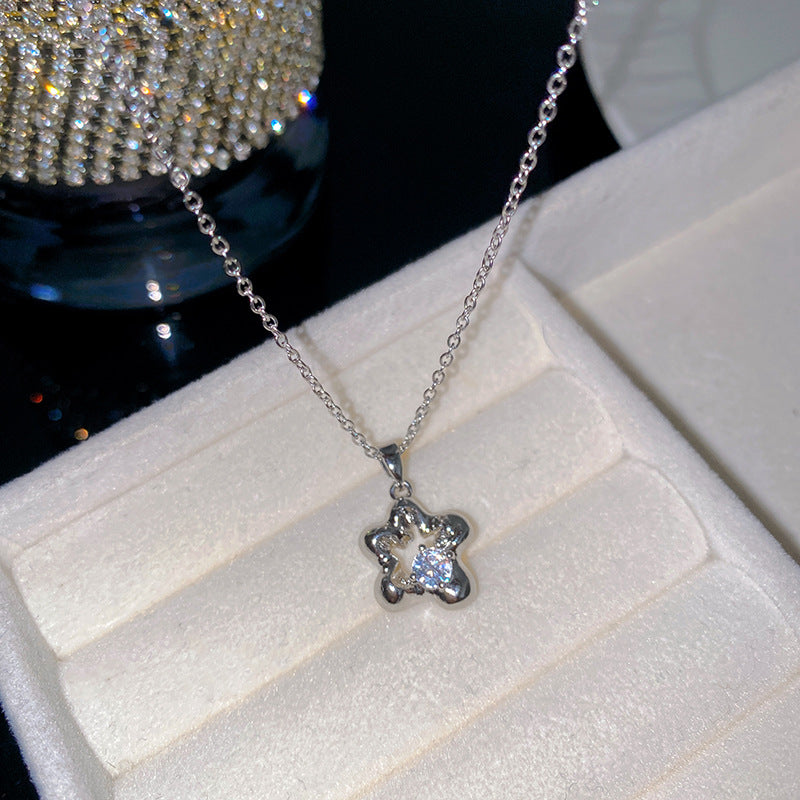 Sweet Butterfly Micro-Set Cubic Zirconia Brass Pendant Gold Plated Titanium Steel Necklace Cable Chain