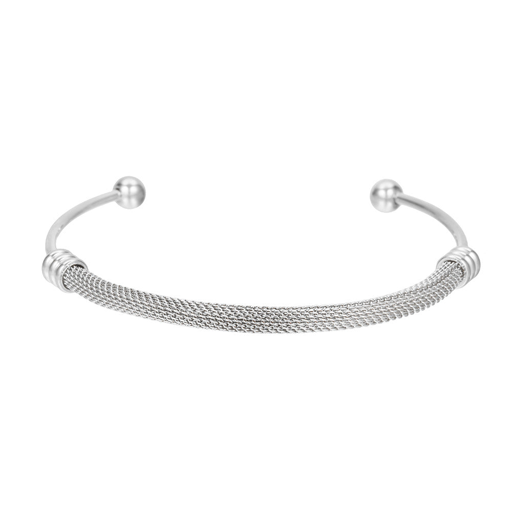 Vintage Matte Geometric Round Titanium Steel Bracelet