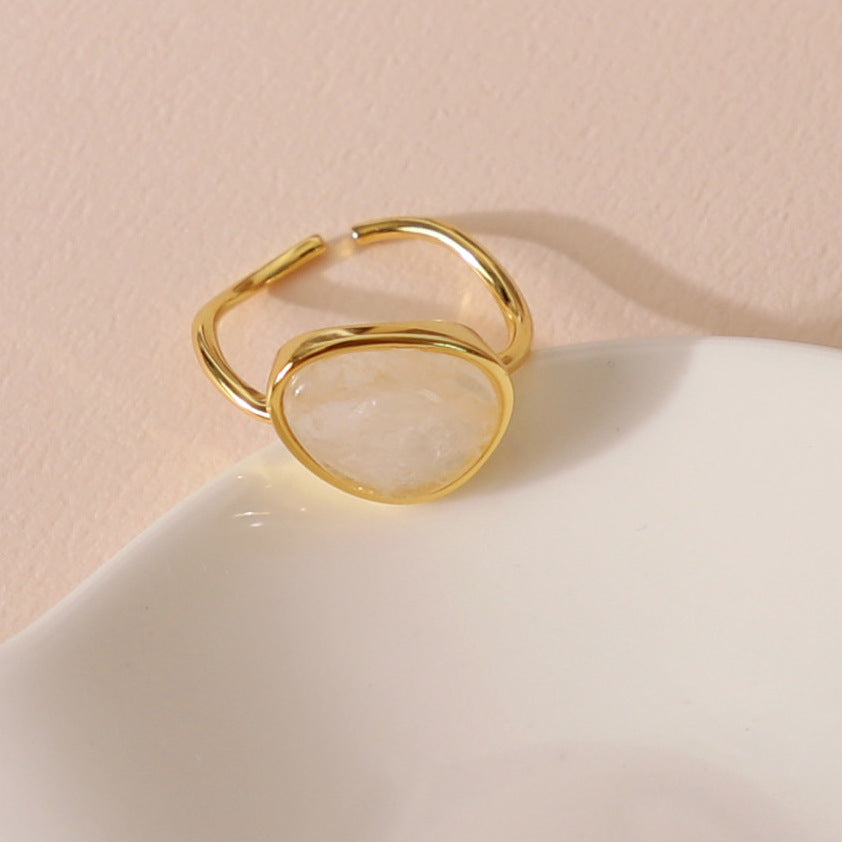 Minimalist Heart-Shaped 925 Sterling Silver Ring with White Crystal Inlay for Women