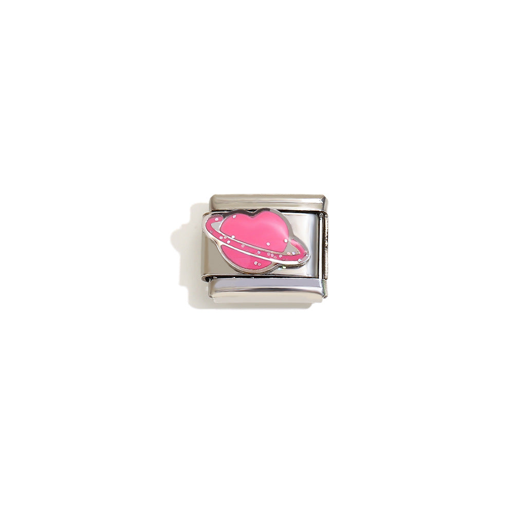 Elegant 18K Gold Plated Drip Oil Square Stainless Steel Charm Bar for Women