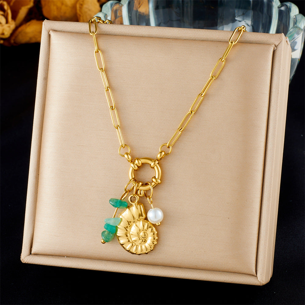 Chic Gold Plated Drip Oil Stainless Steel Starfish Butterfly Necklace