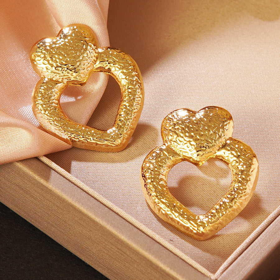 Luxury Elegant Heart Shaped Stainless Steel Earrings for Women