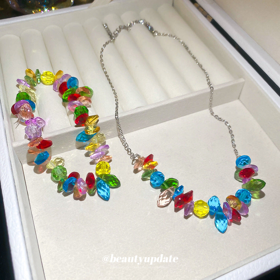 Set collana e bracciale da donna con cristallo a goccia Sweet Heart