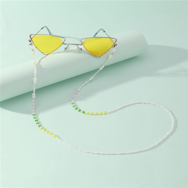 Catena per Occhiali da Bambina con Design a Perline Viola Gialle Verdi Cordoncino Antismarrimento in Resina per Occhiali