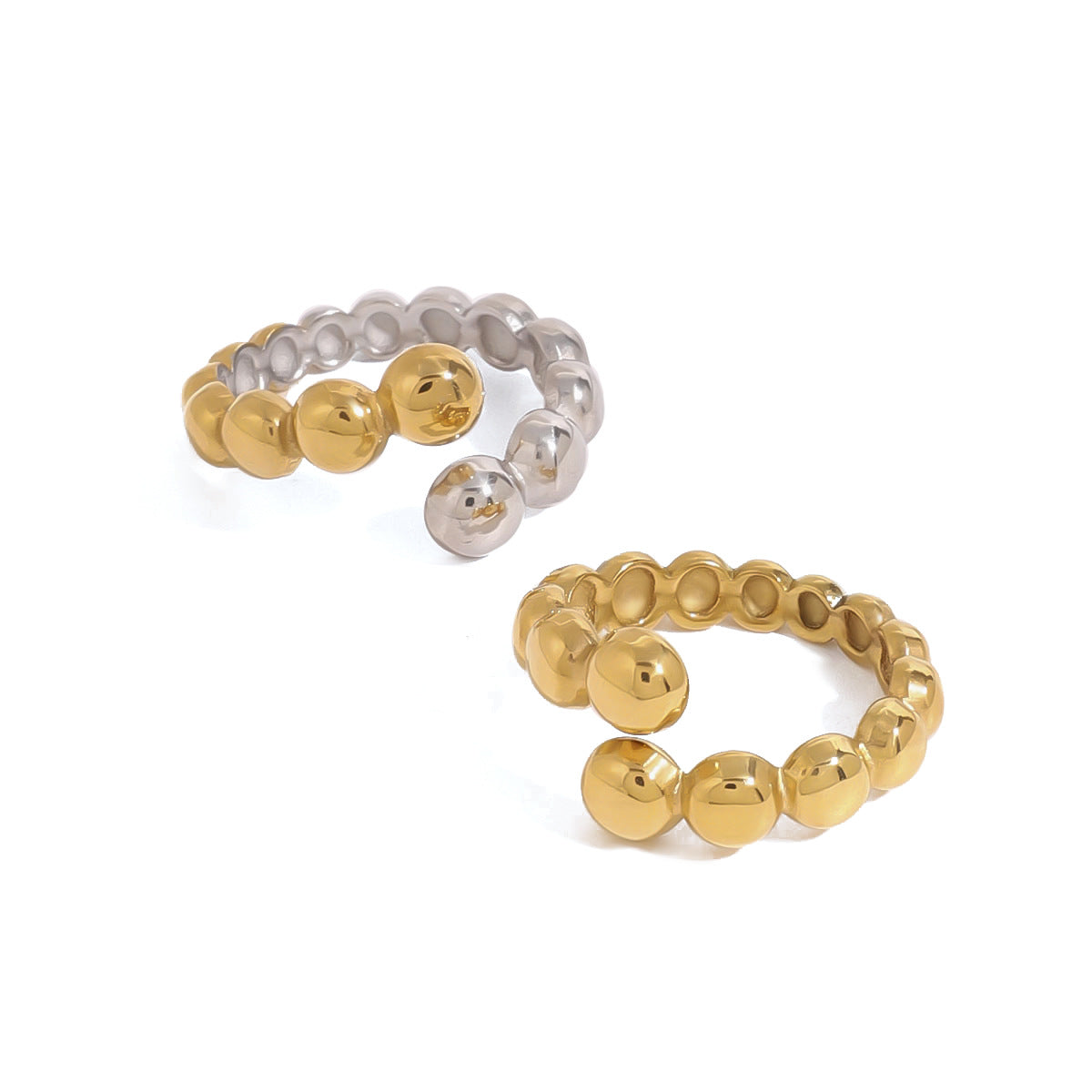 Anello aperto in acciaio inossidabile placcato oro 18 carati con forme geometriche e dal design minimalista, da donna