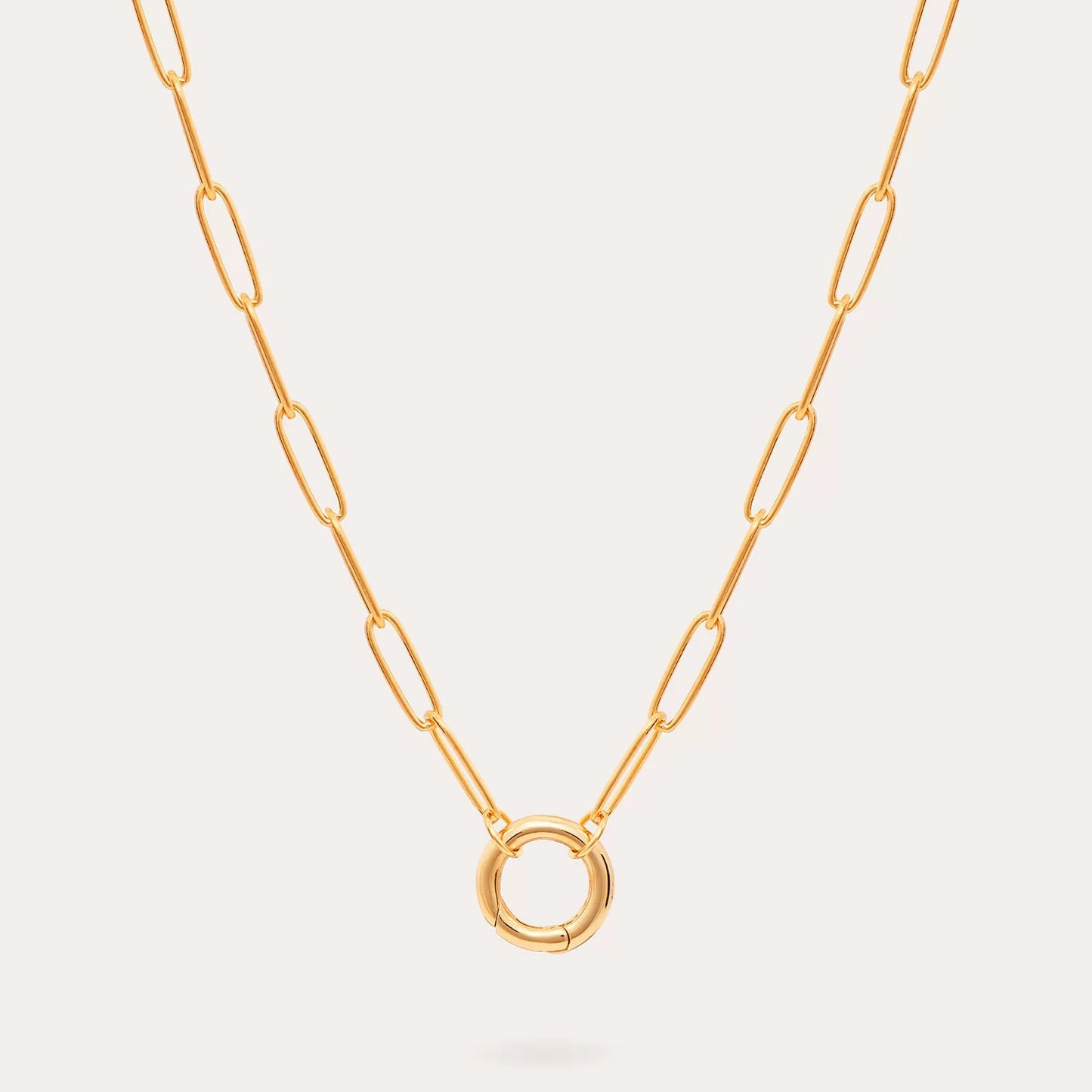 Minimalist 18K Gold Plated Brass Round Geometric Rhinestone Charm Bar for Women