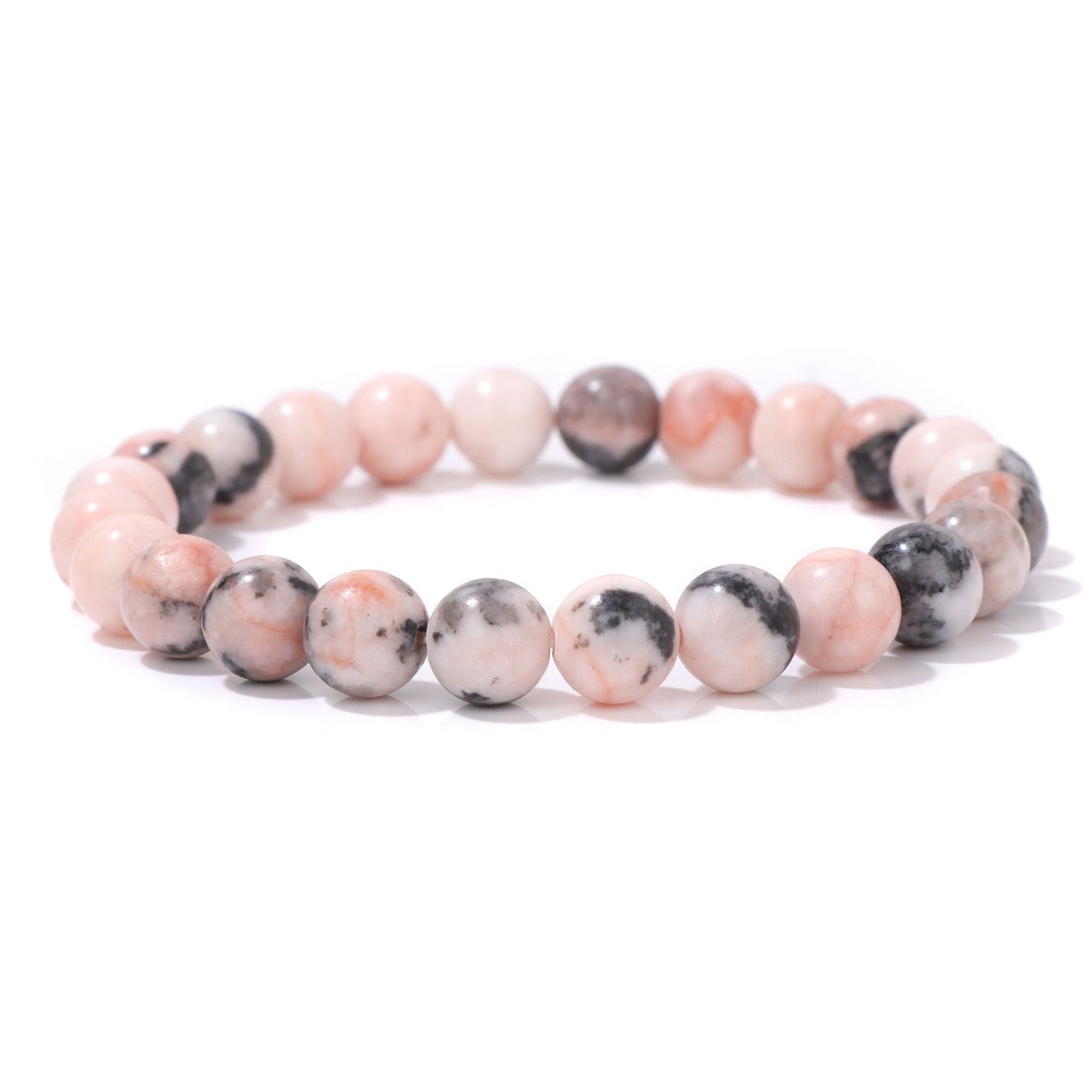 Natural Volcanic Stone and Agate Beaded Bracelet Geometric Round Unisex Fashion Jewelry