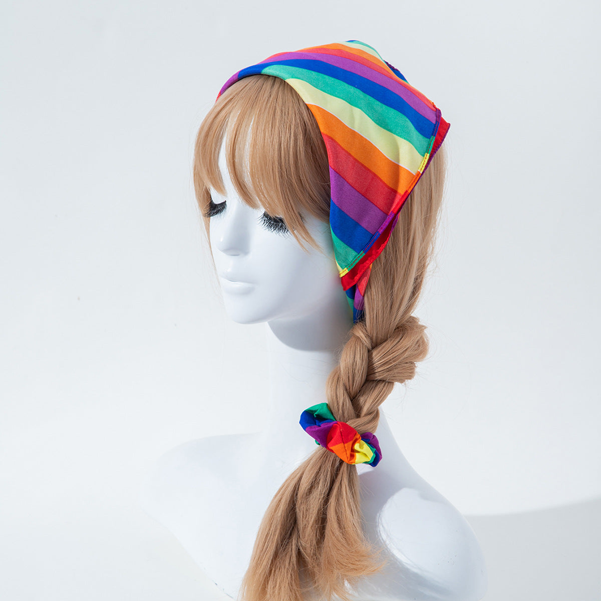Elegant Geometric Checkered Printed Polyester Scrunchie for Women