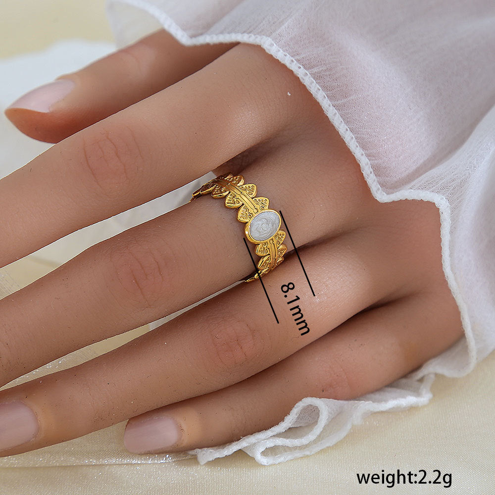 Anello aperto regolabile geometrico in acciaio al titanio con finitura galvanica per donna e uomo, gioielli moderni e minimalisti