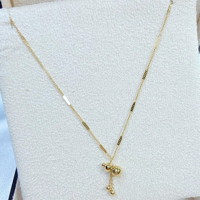 Collana O-Chain Unisex Minimalista con Ciondolo a Zucca Geometrico in Acciaio al Titanio Placcato Oro 18K