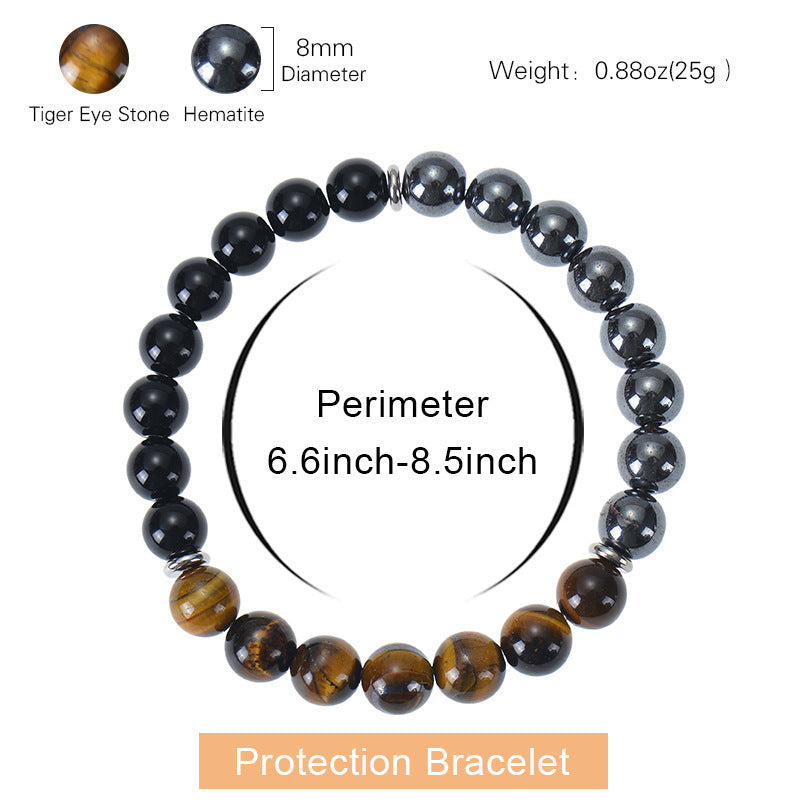 Natural Tiger Eye Obsidian Magnetic Stone Beaded Bracelet Geometric Round Unisex Handmade Jewelry