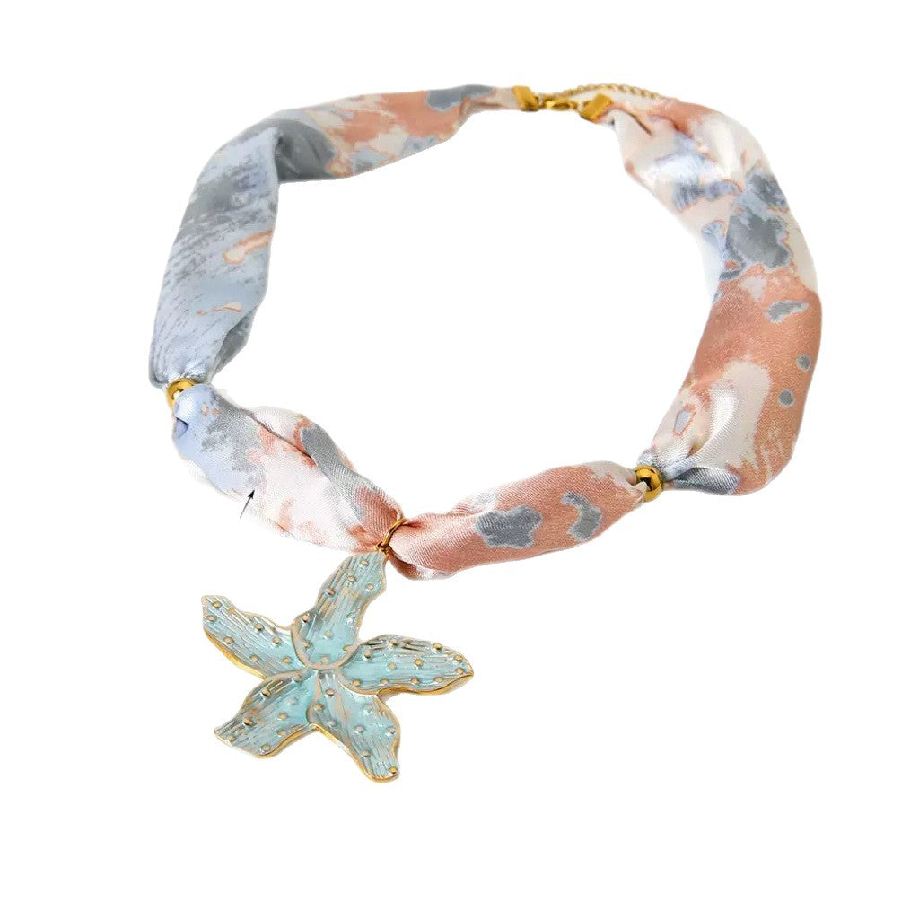 Collana Casual da Donna a Stella Marina Floreale Placcata in Acciaio Inossidabile