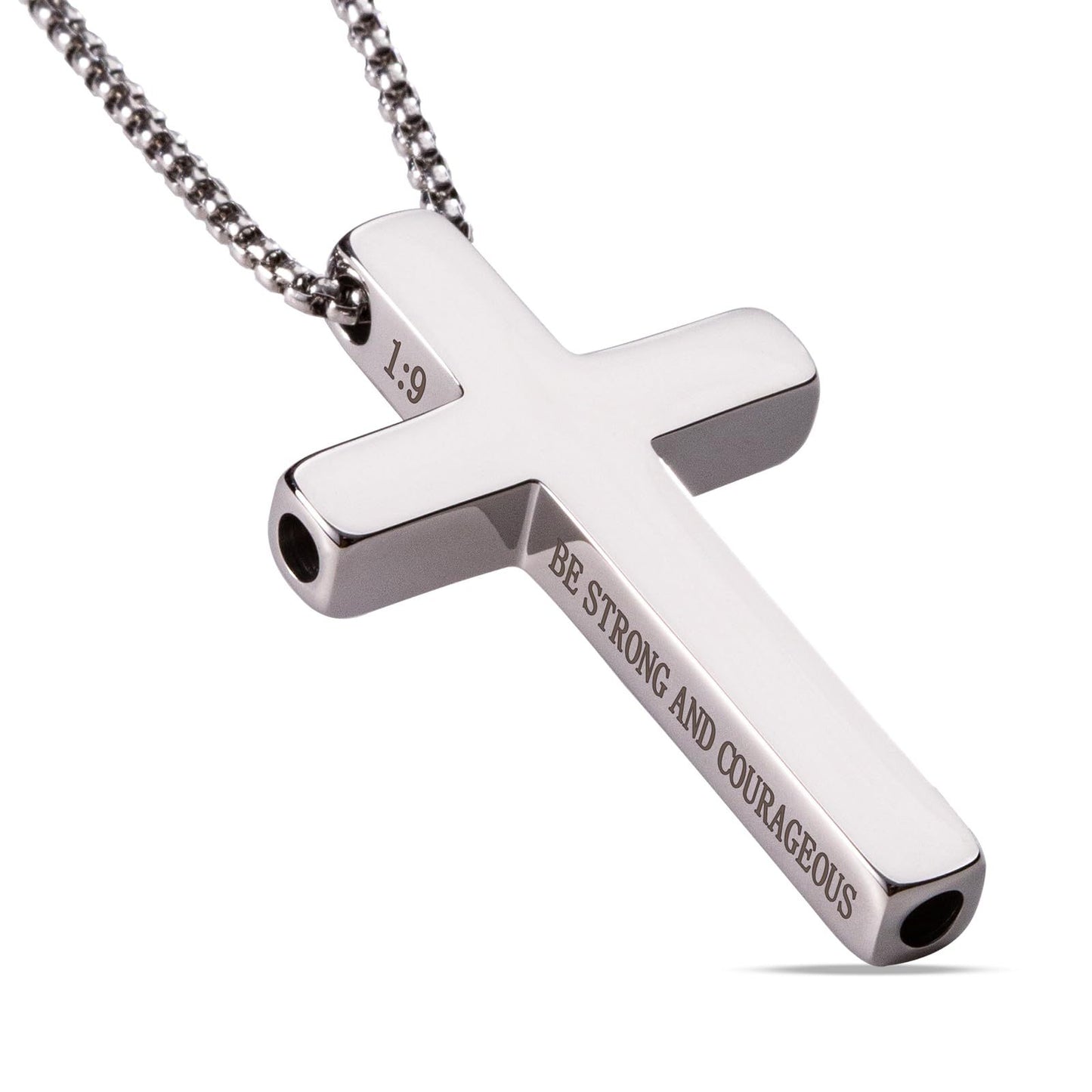 Stainless Steel Cross Pendant Necklace with Titanium Steel Charm for Aromatherapy Inhalation Stress Relief Mindfulness Breathing