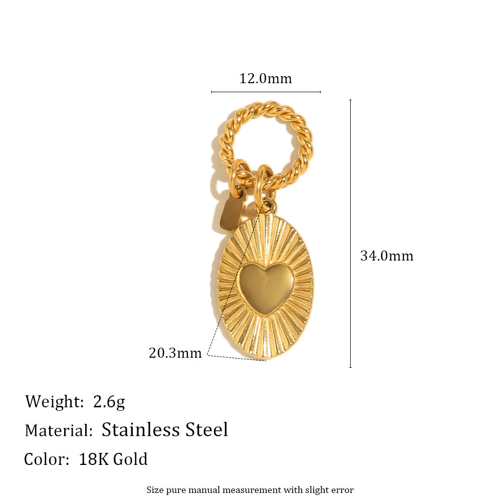 18K Gold Plated Stainless Steel Animal Bee Coin Shell Cubic Zirconia Pendant Charm Bar