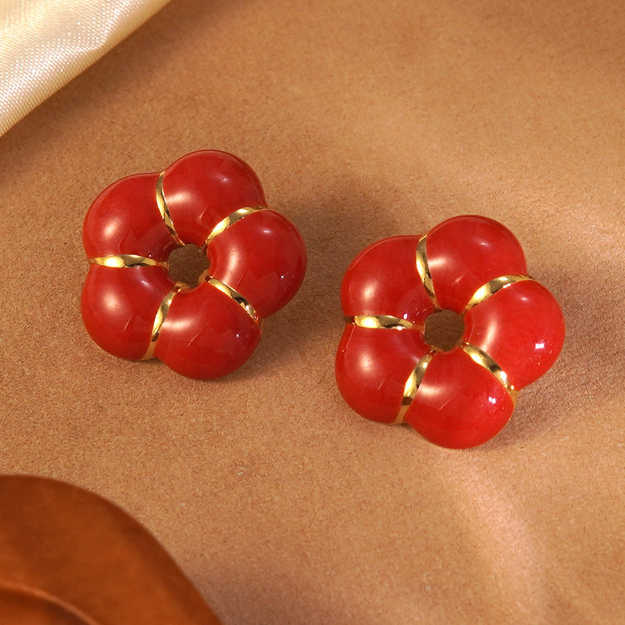 Orecchini in Acciaio Inox a Goccia Floreale Dolce