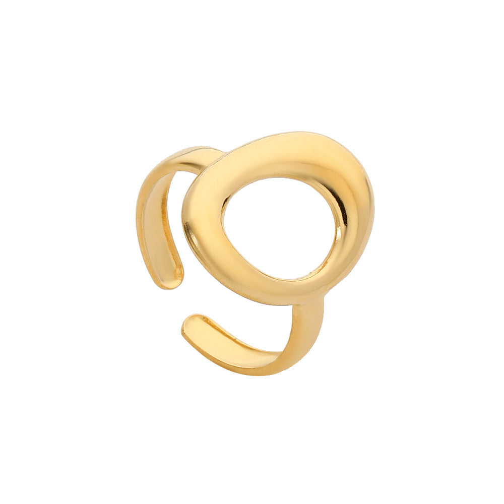 Geometric Heart Plated Titanium Steel Open Ring Unisex