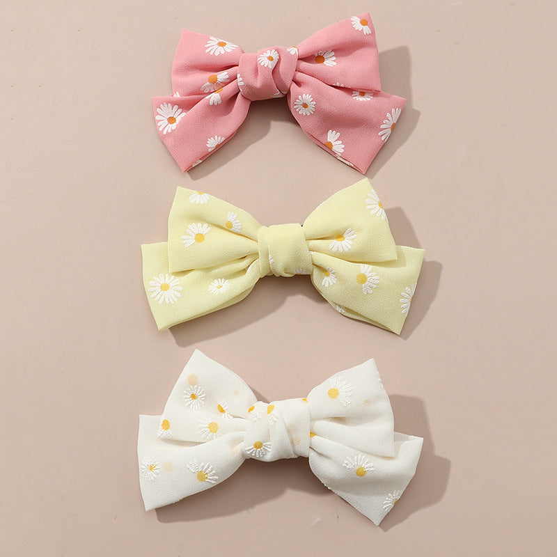 Set di Fermagli per Capelli Bambina con Fiocco Floreale - Accessori per Capelli in Tessuto a Doppio Strato con Dettagli Fatti a Mano