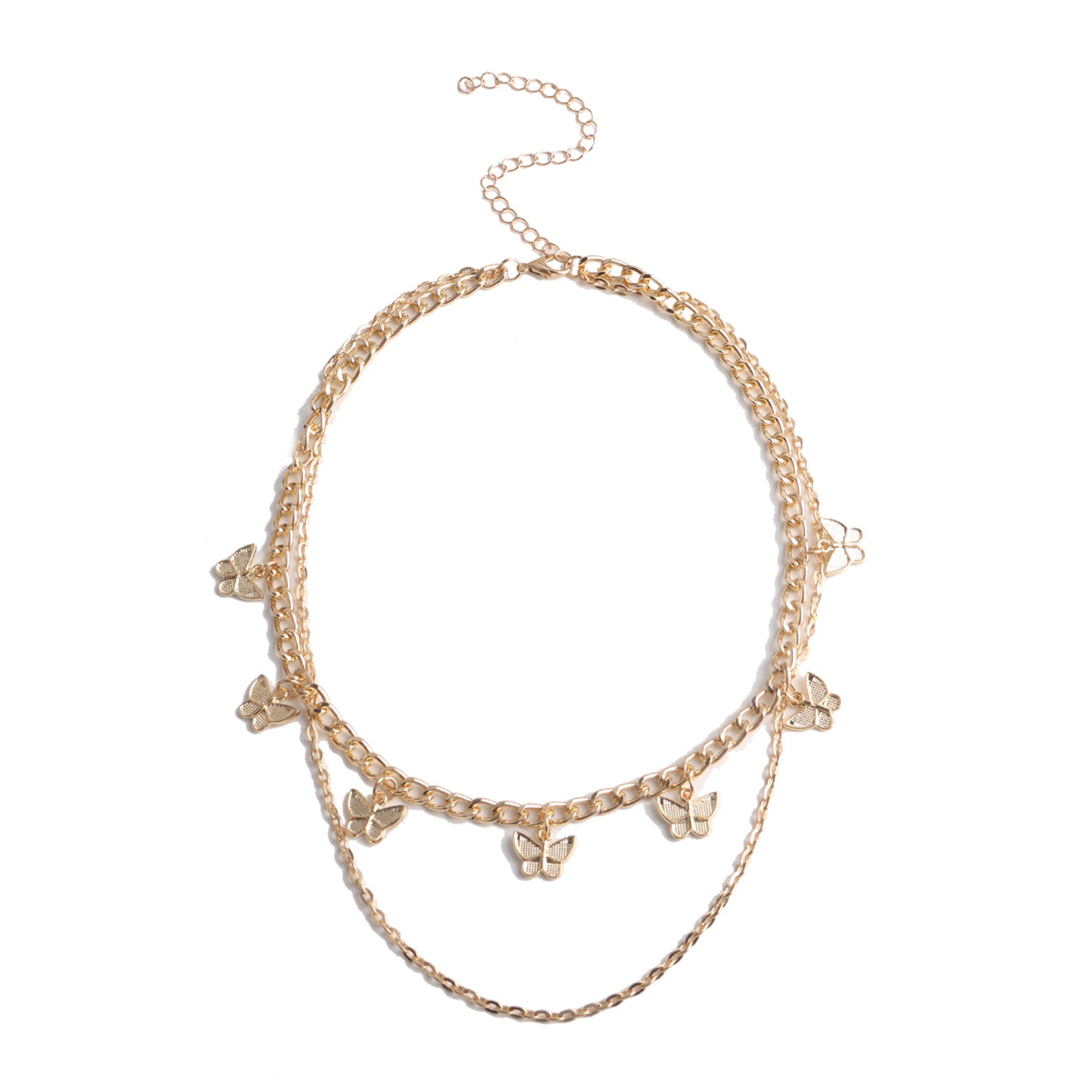 Minimalist Butterfly Pendant Necklace for Women in Alloy with Plated Finish, Retro Geometric Style Insect Jewelry
