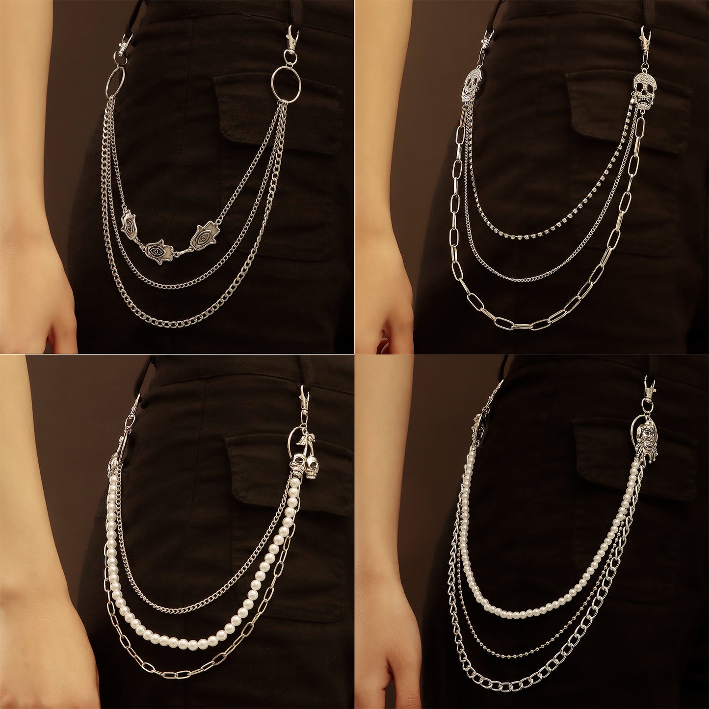 Punk Minimalist Skull Metal Waist Chain for Women