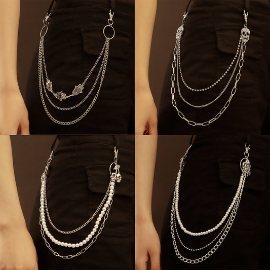 Punk Minimalist Skull Metal Waist Chain for Women