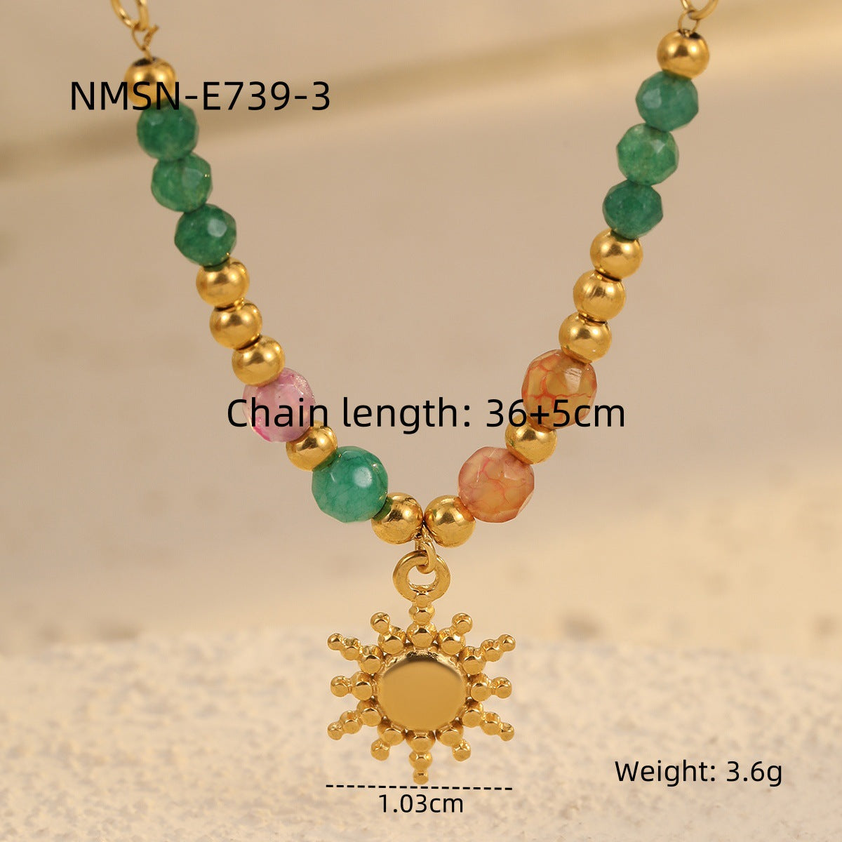 Collana con Ciondolo a Croce a Sole Geometrico Ispirata al Passato in Acciaio al Titanio con Finitura Elettroplaccata da Donna