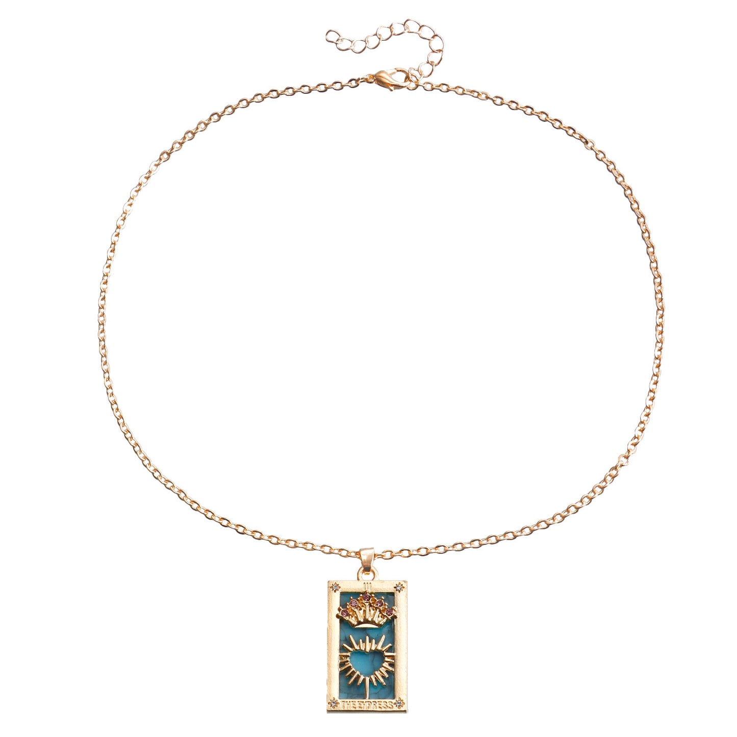 Minimalist Rectangular Tarot Pendant Necklace in Alloy with Plated Finish for Women